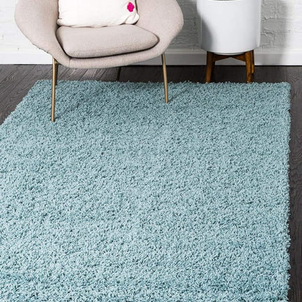 Alfombra Unique Loom Solid Shag Collection azul pizarra claro de 0.97 x 1.58 m (3' 2" x 5' 2")