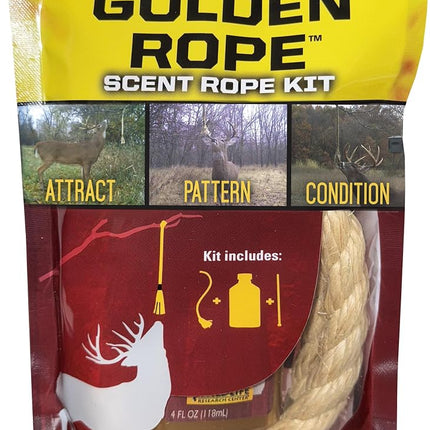 Wildlife Research Center Golden Rope Scent Rope Kit – Single Scent Rope Scrape Kit for Deer Hunting with Rope, Cable Tie and Golden Rope Scent Concentrate – Doe and Buck Deer Attractant