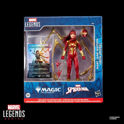 Marvel Legends Series Magic: The Gathering Mary Jane Watson (Iron Spider), Spider-Man Action Figure and Exclusive Foil Trading Card, Red