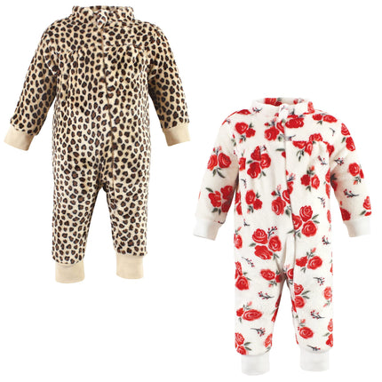 Hudson Baby baby-girls Plush Jumpsuits, Red Rose L