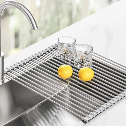 Tomorotec Roll Up Dish Drying Rack Over Sink, 304 Steel, 21x15.5, Marble