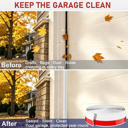 Garage Door Seal Top and Sides - 36 Ft Garage Door Weather Stripping Side Seal, Heavy Duty Weatherproof TPE, Insulates, Prevents Drafts, Easy Installation for Homeowners and DIYers