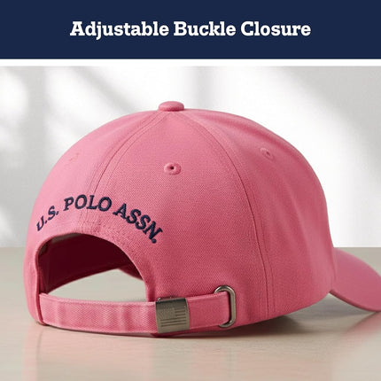 U.S. Polo Assn. Men's U.s Polo Assn. Cotton Adjustable Curved Brim With Embroidered Small Pony Logo Baseball Cap, Pink, One Size UK