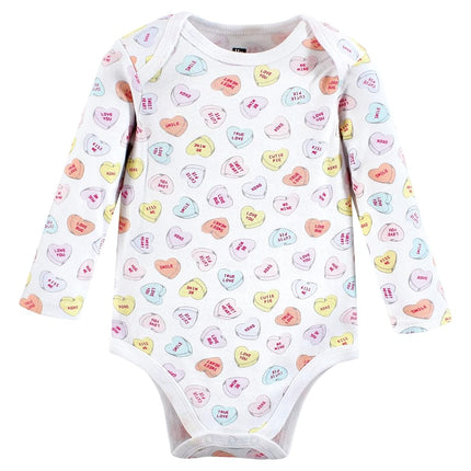 Hudson Baby Baby Girls Cotton Long-sleeve Bodysuits 3-pack, Be Mine Valentine, 3-6 Months
