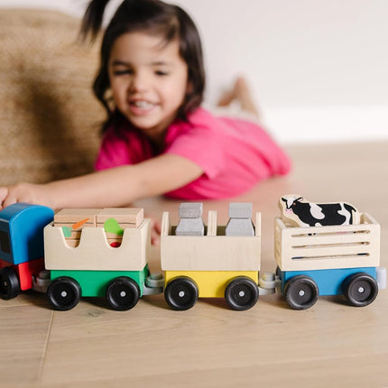MELARQT Melissa & Doug Wooden Farm Train Toy Set (E-Commerce Packaging)