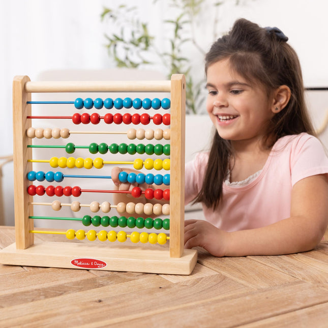 Melissa & Doug Abacus - Classic Wooden Educational Counting Toy With 100 Beads Abacus Toy for Kids Maths for Ages 3+