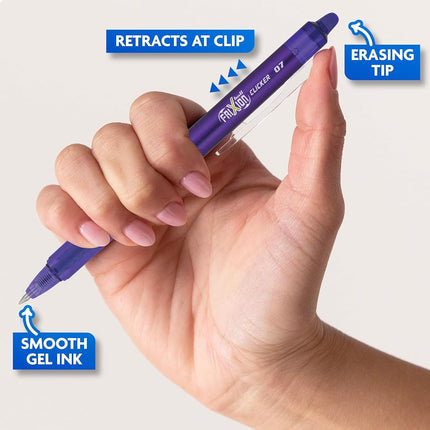 Pilot FriXion Clicker Erasable, Refillable & Retractable Gel Ink Pens, Fine Point, Assorted Color Inks, 15-Pack Pouch (14447)