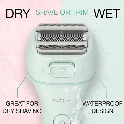 Panasonic Electric Bikini Trimmer, Women's Waterproof, Full-Body Cordless Electric Razors for Women with Bikini Attachments, 3 Hypoallergenic Blades, for Travel, Shower and Everyday Use - ES-AWL6AG