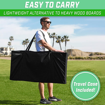 GoSports 4 x 2 ft Wood Design Cornhole Game Set - Includes Two 4 x 2 ft Boards, 8 Bean Bags, and Carry Case