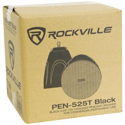 Rockville PEN-525T Black 5.25" 70V Hanging Pendant Speaker Commercial/Restaurant