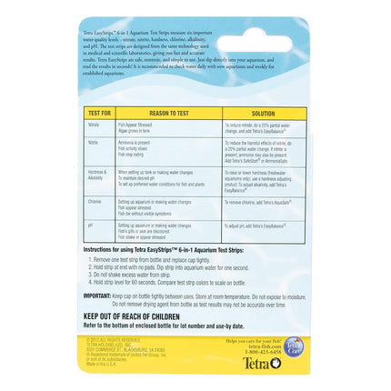 Tetra EasyStrips 6-in-1 Aquarium Test Strips 25-Pieces, Measure 6 important water quality level, For Freshwater & Saltwater Aquariums