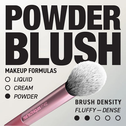 Real Techniques Precision Blush Brush, Fluffy Powder Blush Makeup Brush for Buildable Cheek Color, Pressed & Loose Blush, Synthetic Bristles, Vegan & Cruelty-Free