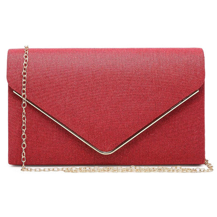 Dasein Women Glistening Clutches Handbags Evening Bags Wedding Purses Cocktail Prom Party Clutches, Red, Medium