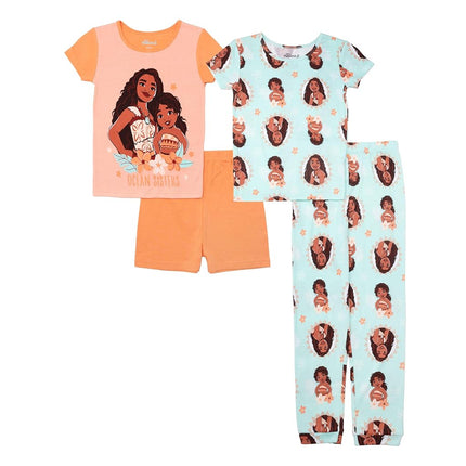 Disney Girls' Pyjama Set (Pack of 4), Floral Moana