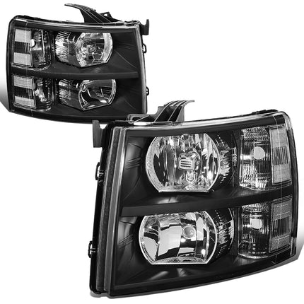 DNA Motoring HL-OH-CSIL07-BK-CL1 Pair of Black Housing Headlights Compatible with 07-13 Silverado 1500/07-14 Silverado 2500 3500 & HD Models