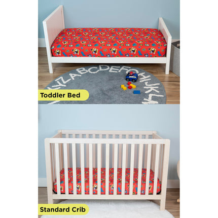Juego de sábana ajustable y funda de almohada Paw Patrol para niños pequeños, Rojo