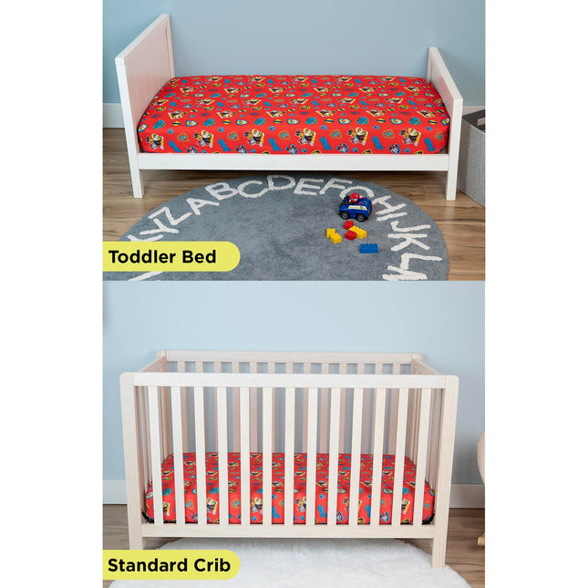 Paw Patrol Toddler Fitted Sheet and Pillow Case Set, Red