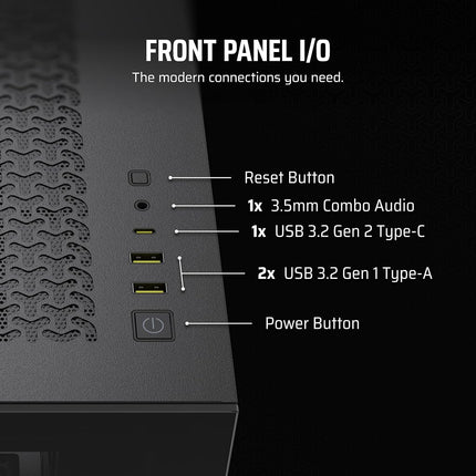 CORSAIR 3500X Mid-Tower ATX PC Case – Panoramic Tempered Glass – Reverse Connection Motherboard Compatible – No Fans Included – Black