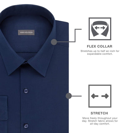 Van Heusen Men’s Big and Tall Dress Shirt Flex Collar Stretch Solid, Blue Frost, 19" Neck 35"-36" Sleeve