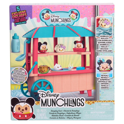 Just Play Disney Munchlings Chariot à boulettes, Ensemble de jeu de 11 figurines à changement de couleur, Figurines parfumées à collectionner de 2,5 cm, Jouets pour enfants de 3 ans et plus, Exclusivité Amazon