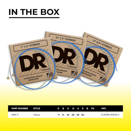 DR Strings Hi-Def Neon Blue Electric Heavy