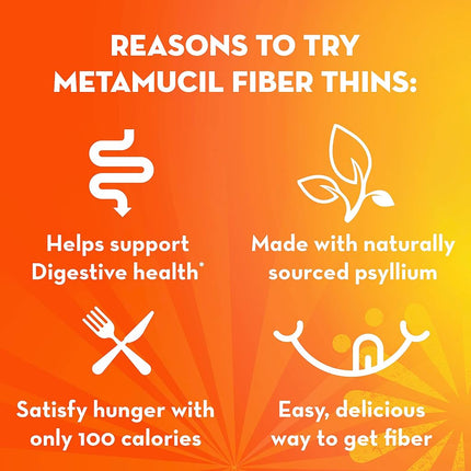 Metamucil Fiber Thins, Cinnamon Spice Flavored Dietary Fiber Supplement Snack with Psyllium Husk, 12 Servings (Pack of 4)