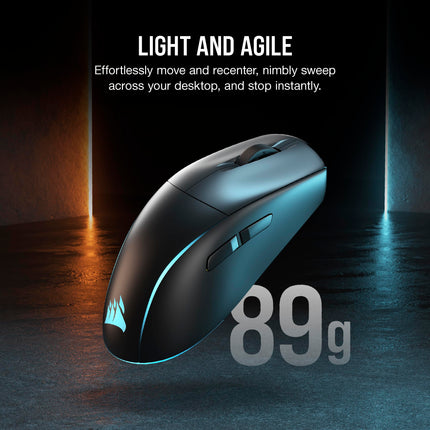 Ratón para juegos FPS ligero Corsair M75 Wireless RGB – 26 000 PPP – Botones laterales intercambiables – Compatible con iCUE – PC – Negro