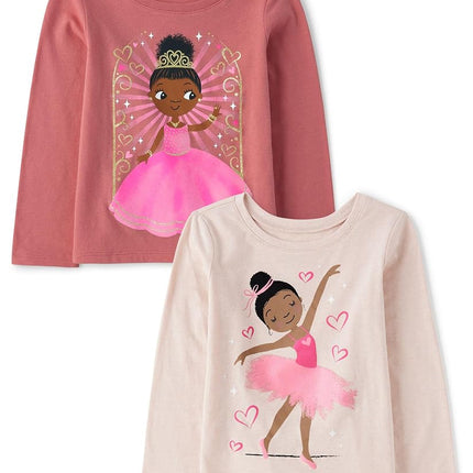 Lot de 3 t-shirts à manches courtes pour bébé fille The Children's Place, motif Princesse/Ballerine, taille 2T