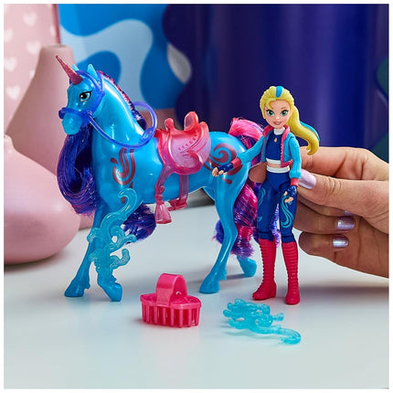 Unicorn Academy, Isabel & River Power of Friendship Set with Translucent Saddle and 2 Power Accessories, Dolls and Unicorn Toys for Girls Aged 4 and up, Metallic
