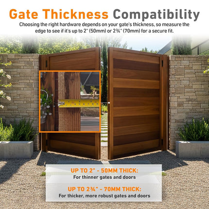 Gatemate 1490096 Euro P11 Long Throw Double Lock, Black/Stainless Steel, 70 mm