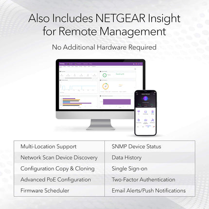 Switch inteligente multigigabit Ethernet PoE Ultra60 de 8 puertos de NETGEAR (MS108TUP) - Gestionado, con 4 PoE++ y 4 PoE+ @ 230 W, gestión opcional en la nube Insight, para sobremesa o montaje en bastidor