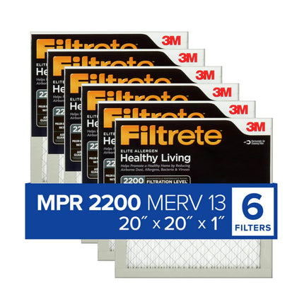 Filtrete 20x20x1 Air Filter MPR 2200 MERV 13, Heal