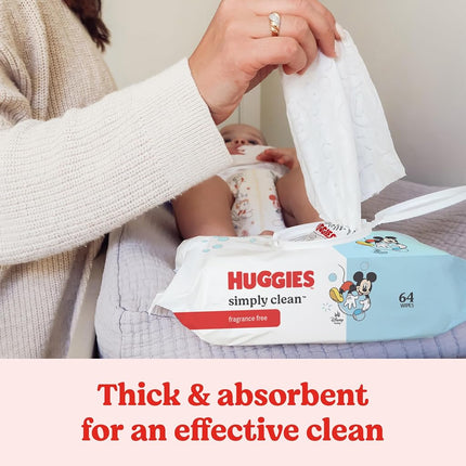 Huggies Simply Clean Unscented Baby Wipes, 11 Flip Lid Packs (704 Wipes Total)