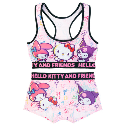 Hello Kitty womens Sports Bra & Boy Short Underwea