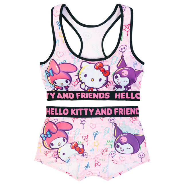 Hello Kitty womens Sports Bra & Boy Short Underwea