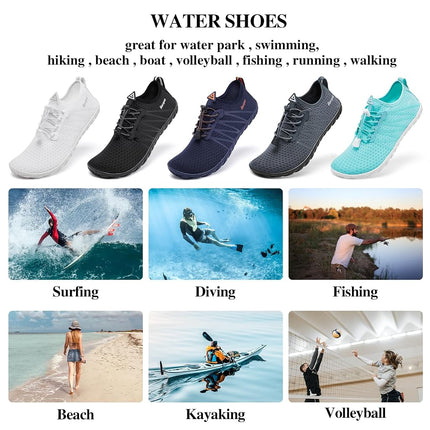 Racqua Men&Women Water Shoes Breathable Barefoot Pool Shoes Outdoor Windsurfing Beach Volleyball Sailing Beach Swim Shoes White, 5 UK