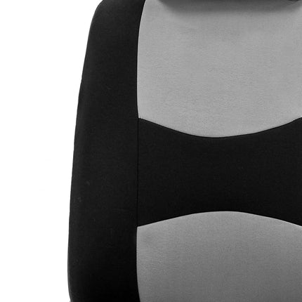 FH Group Car Seat Covers Flat Cloth Front Seats Only Gray Automotive Seat Cover, Airbag Compatible Universal Fit Interior Accessories Cars Trucks SUV Combo Steering Wheel Cover & Seat Belt Pads
