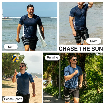 Kanu Surf mensCb Rashguard UPF 50+ Swim Shirt (Regular & Extended Sizes) Rash Guard Shirt - Blue - 2X