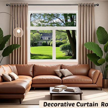 Curtain Rods 235 cm for Window 213 cm, Adjustable Length Heavy Duty Diameter 2.2 cm, Ball Finials Black