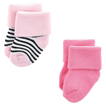 Luvable Friends Unisex Baby Newborn and Baby Terry Socks, Mint Pink Mary Janes 12-pack, Small
