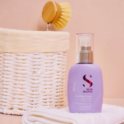Alfaparf Milano Semi Di Lino Smoothing Cream - Leave-In Conditioner Spray for Long-Lasting, Frizz-Free Straight Hair - Heat Protection - 4.23 oz