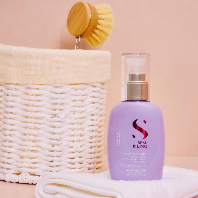 Alfaparf Milano Semi Di Lino Smoothing Cream - Leave-In Conditioner Spray for Long-Lasting, Frizz-Free Straight Hair - Heat Protection - 4.23 oz