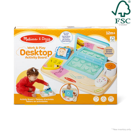 Melissa & Doug Wooden Work & Play Desktop Activity Board | Sensory Toys for Boys & Girls | 12+ Months - FSC Certified