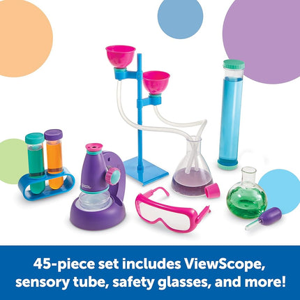Learning Resources Primary Science Deluxe Lab Set, 45 Pieces, Ages 3+, Science Kits for Kids, Experiments for Kids, stem Toys for Kids, Sensory Tube, STEM Toys, Microscope for Kids