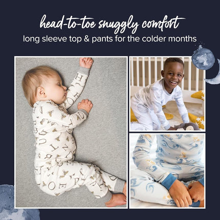 Burt's Bees 2-Piece Pajama Set, T-Shirt and Trousers, 100% Organic Cotton, Baby and Toddler Pajama Pants, Azul (Blue Rugby Stripe), 8 Years