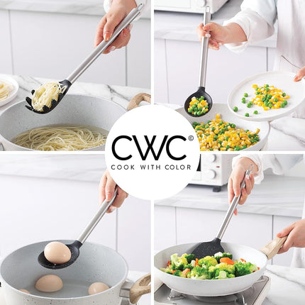 COOK WITH COLOR Silicone Cooking Utensils, 5 Pc Kitchen Utensil Set, Easy to Clean Silicone Kitchen Utensils, Cooking Utensils for Nonstick Cookware, Kitchen Gadgets Set (Black Speckled)