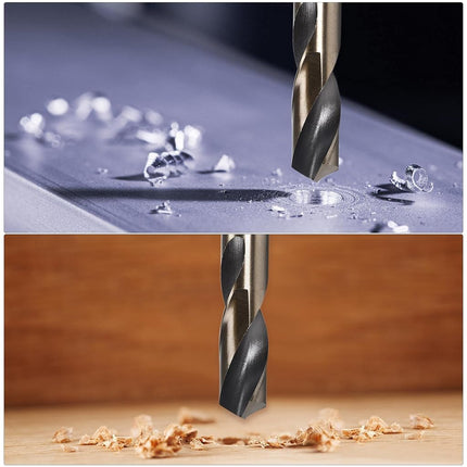 uxcell Reduced Shank Twist Drill Bits 14.5mm Black Nitride & Gold Titanium Coated High Speed Steel 4341 with 10mm (3/8") Shank for Stainless Steel Alloy Metal Plastic Wood