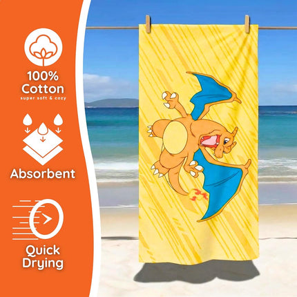Pokemon Charizard Fire Kids Cotton Beach Towel, 58 x 28 Inch, Soft & Absorbent Pool, Bath & Beach Towel (Officially Licensed Product) by Franco