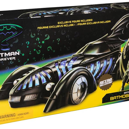 DC Comics, BATMAN FOREVER Batmobile + Batman Action Figure Set, 12.7-cm Retro Batman, Translucent 50-cm Batmobile, Collector’s Edition, For Fans Aged 4+