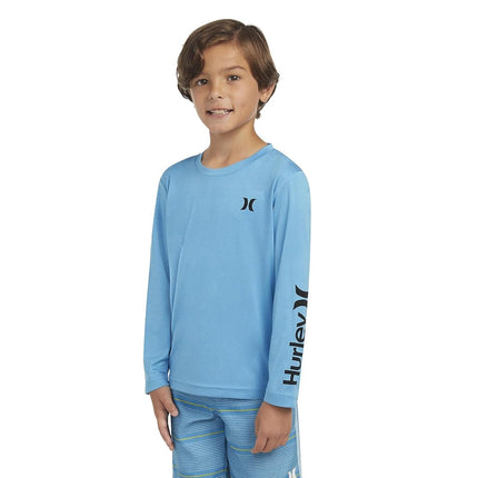 Hurley Boys' Long Sleeve UPF 50+ Rash Guard Swim Shirt, Neptune Blue Heather, 5